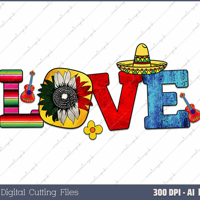 Love Cinco de Mayo AI PNG Sublimation Files