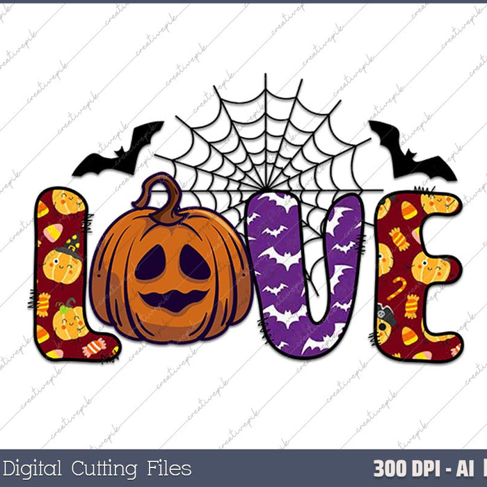 Peace Love Halloween Scary AI PNG Sublimation Files