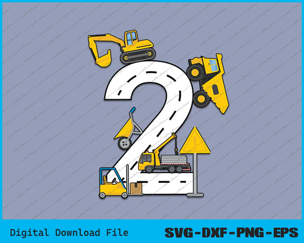 Lovekider 2 Years Birthday Boy Shirt Construction Party SVG PNG Files