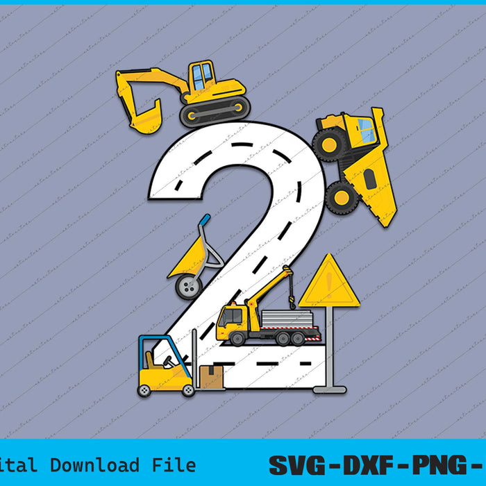 Lovekider 2 Years Birthday Boy Shirt Construction Party SVG PNG Files