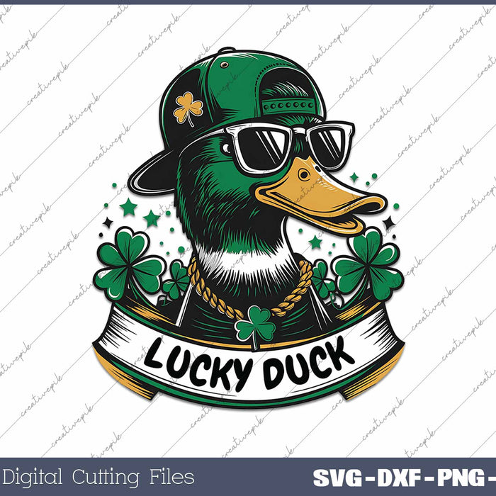 Lucky Duck St Patricks Day SVG PNG Cutting Printable Files