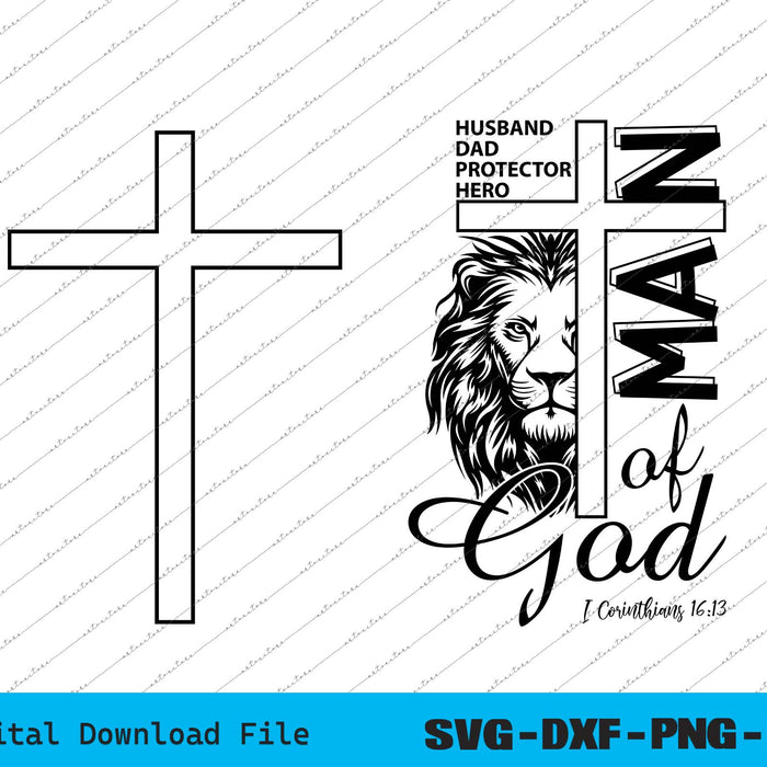 Man Of God Christian Dad Father's Day SVG PNG Cutting Files