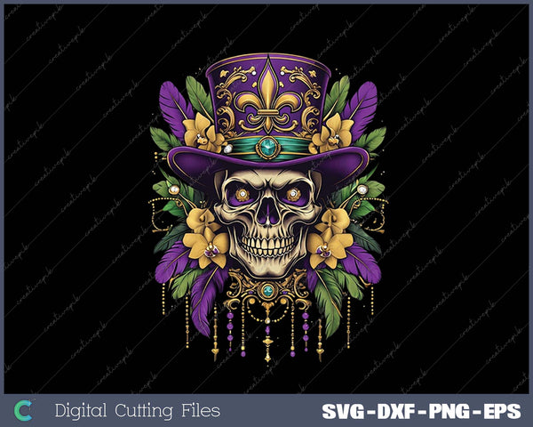 Mardi Gras Costume Sugar Skull Carnival New Orleans Trip SVG PNG Cutting Printable Files