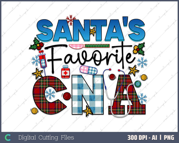 Matching Christmas Nurse Santas Favorite AI PNG Sublimation File