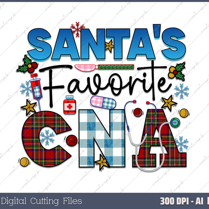 Matching Christmas Nurse Santas Favorite AI PNG Sublimation File