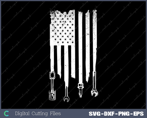 Mechanic Flag American Patriotic Flag SVG DXF PNG Cutting File