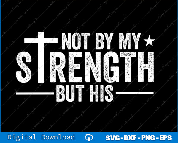 Motivational quote with cross and star on a black background, digital download options shown.