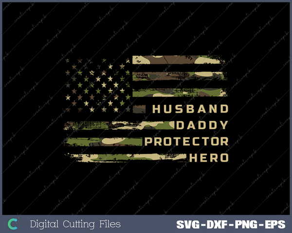 Mens Husband Daddy Protector Hero Fathers Day Flag Gift Tee