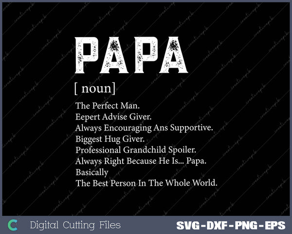 Mens Papa Definition Noun Funny Sign Dad Daddy Pops Father 