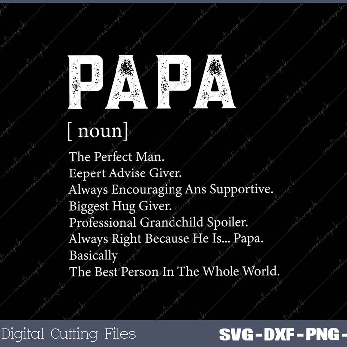 Mens Papa Definition Noun Funny Sign Dad Daddy Pops Father 