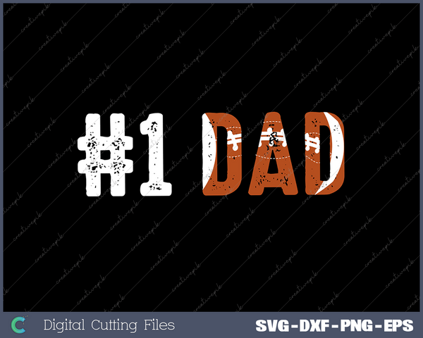 Mens #1 Dad T Shirt Football Lover Daddy Gift from Son Daughter