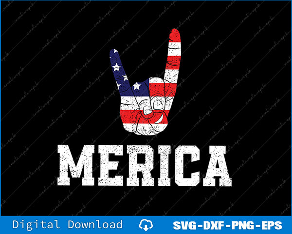 Merica Rock Sign 4th of July Vintage American Flag Retro SVG PNG Printable File