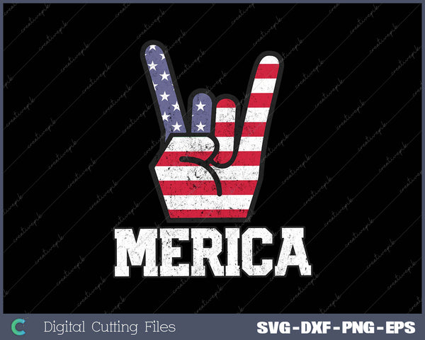 Merica Rock Sign 4th of July Vintage American Flag Retro USA