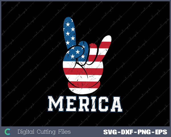 Merica Rock Sign 4th of July Vintage American Flag Retro USA