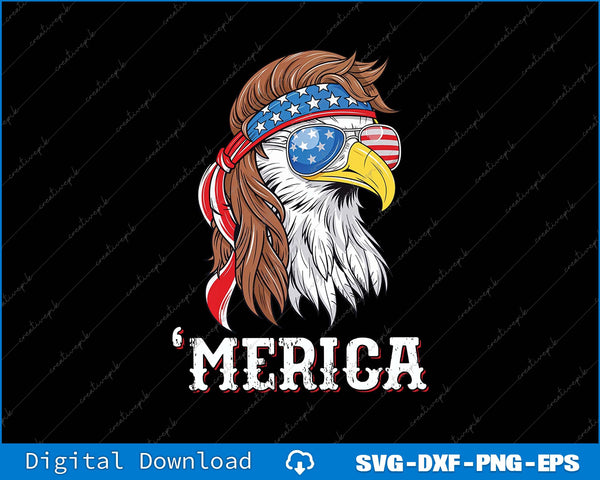 Merica USA Flag Patriotic 4th Of July Bald Eagle SVG PNG Printable File