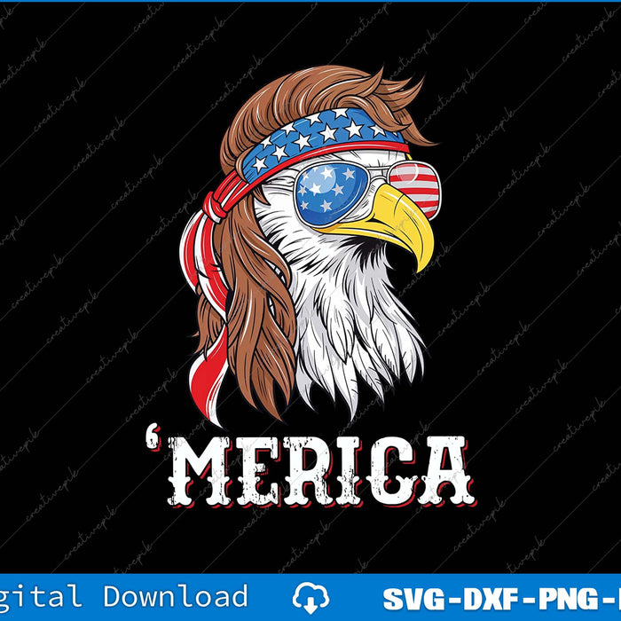 Merica USA Flag Patriotic 4th Of July Bald Eagle SVG PNG Printable File