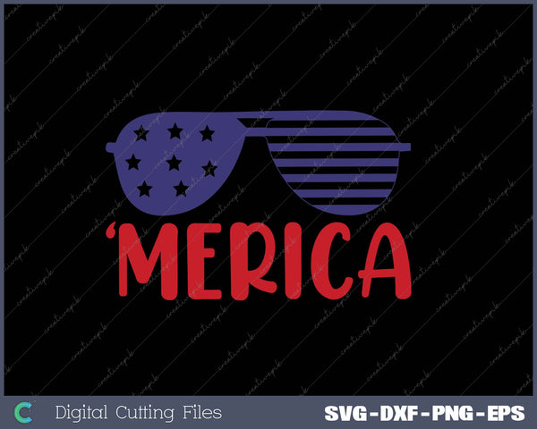 Merica Sunglasses 4th of July SVG PNG Cutting Printable Files