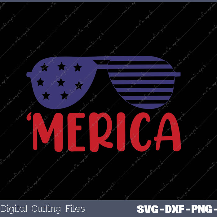 Merica Sunglasses 4th of July SVG PNG Cutting Printable Files