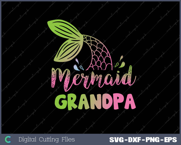 Mermaid Grandpa Funny Merman Family Matching Birthday