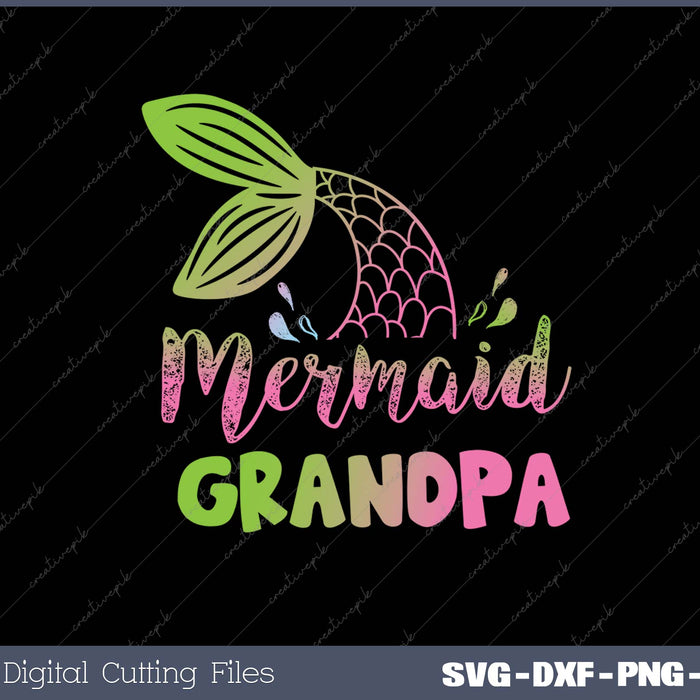 Mermaid Grandpa Funny Merman Family Matching Birthday