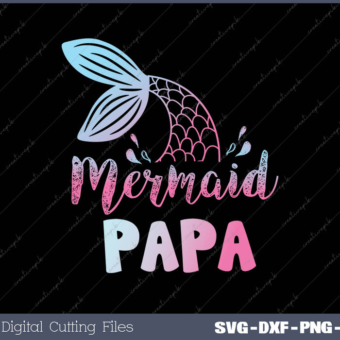 Mermaid Papa Funny Merman Family Matching Birthday