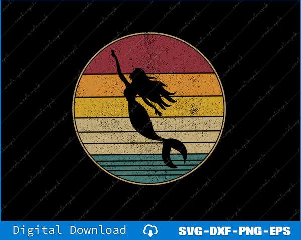 Mermaid silhouette with a colorful circular background on a black background