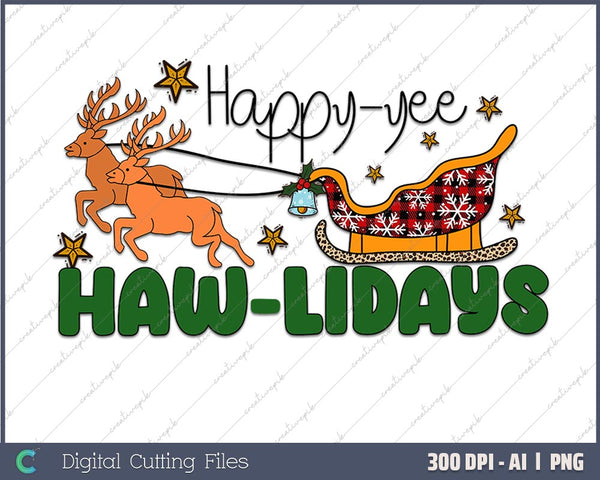 Merry Christmas Happy Howlidays Funny Deer AI PNG Sublimation File