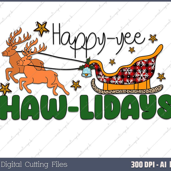 Merry Christmas Happy Howlidays Funny Deer AI PNG Sublimation File