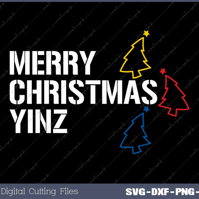 Merry Christmas Yinz with Pittsburgh Christmas Trees Funny
