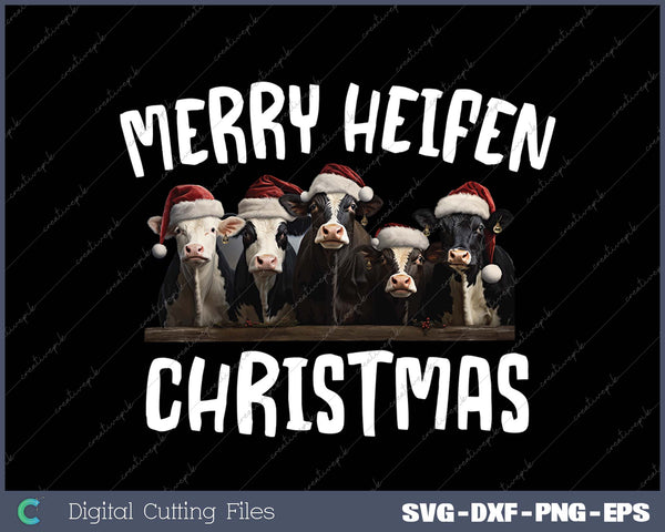 Merry Heifen Christmas Funny Cow Christmas Farmer