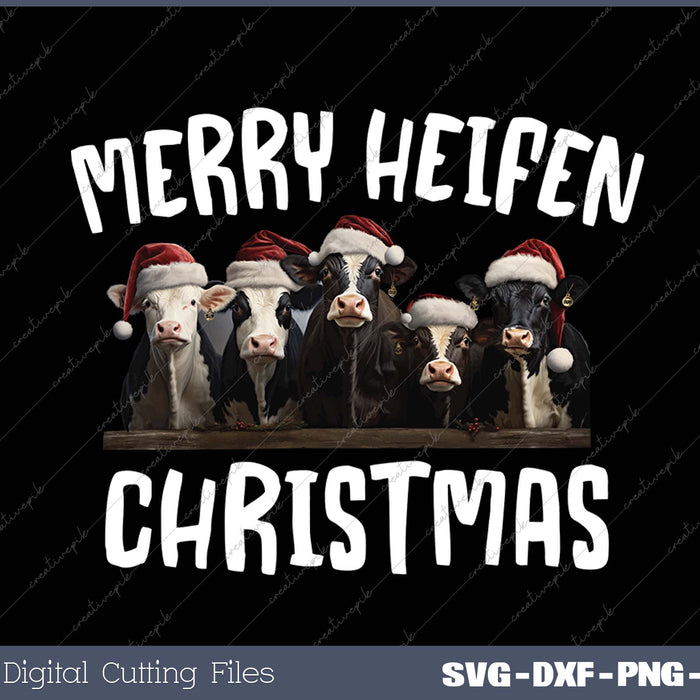 Merry Heifen Christmas Funny Cow Christmas Farmer