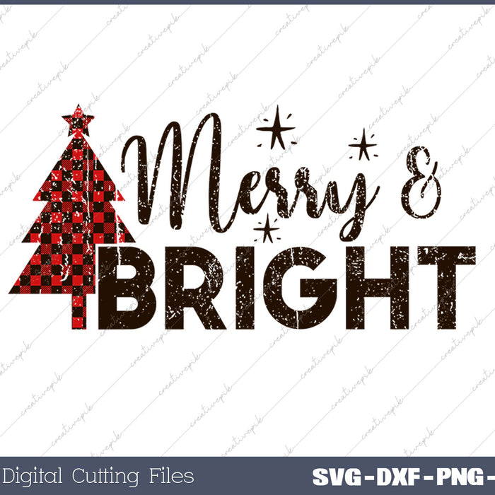 Merry & Bright SVG PNG Cutting Printable Files