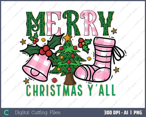 Merry christmas yall AI PNG Sublimation File