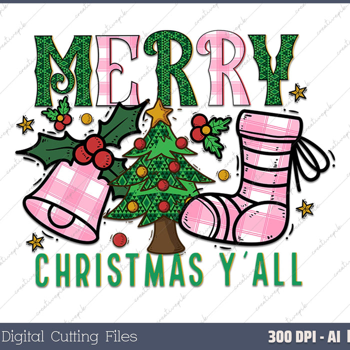 Merry christmas yall AI PNG Sublimation File