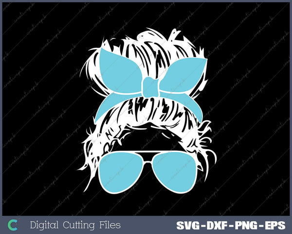 Messy Bun Hair Layered Mom Skull SVG DXF PNG Cutting File