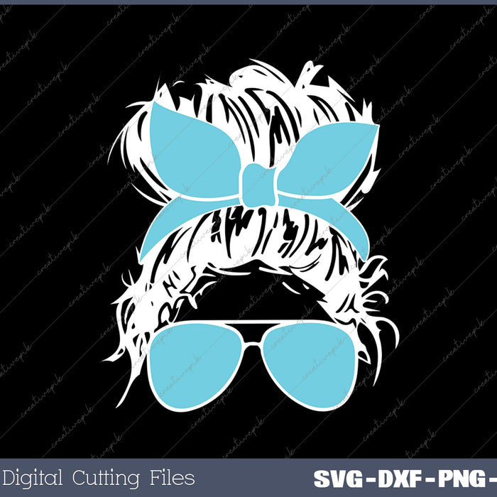 Messy Bun Hair Layered Mom Skull SVG DXF PNG Cutting File