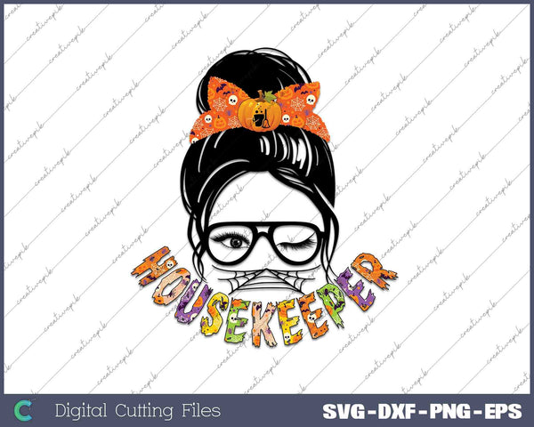 Messy Bun Housekeeper SVG PNG Cutting Printable Files