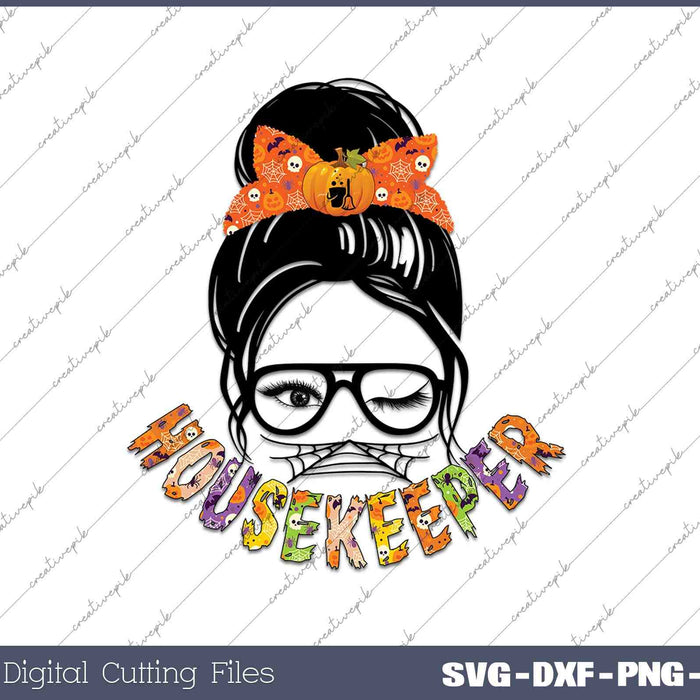 Messy Bun Housekeeper SVG PNG Cutting Printable Files