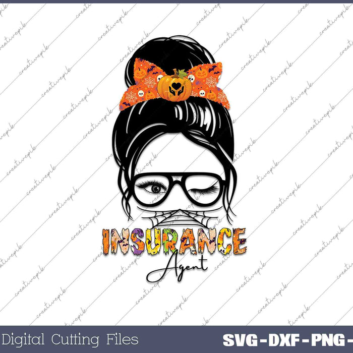 Messy Bun Insurance Agent SVG PNG Cutting Printable Files