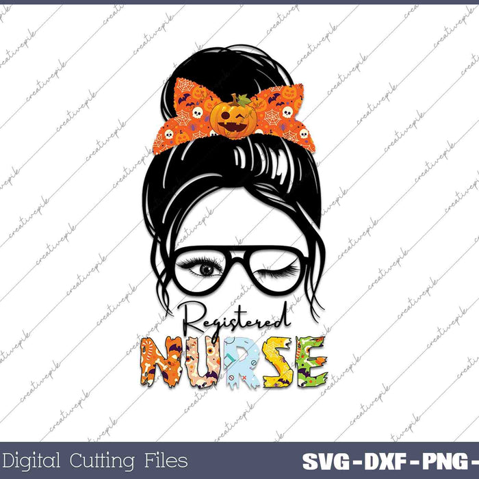 Messy Bun Registered Nurse SVG PNG Cutting Printable Files