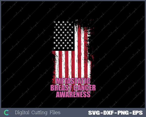 Metastatic Breast Cancer Awareness Flag Warrior SVG PNG Cutting Printable Files