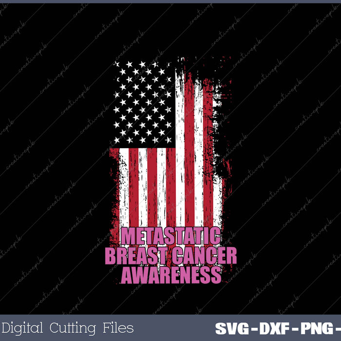 Metastatic Breast Cancer Awareness Flag Warrior SVG PNG Cutting Printable Files