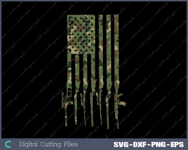 Military Gun American Flag SVG PNG Cutting Printable Files