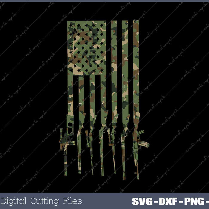 Military Gun American Flag SVG PNG Cutting Printable Files