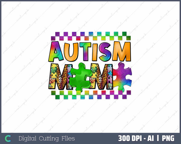 Mimi Autism Puzzle Autism Awareness AI PNG Sublimation File