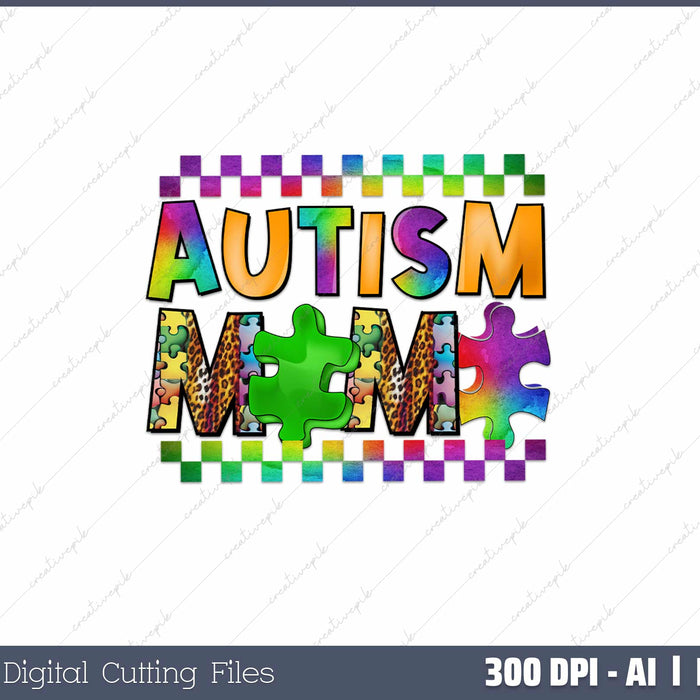 Mimi Autism Puzzle Autism Awareness AI PNG Sublimation File