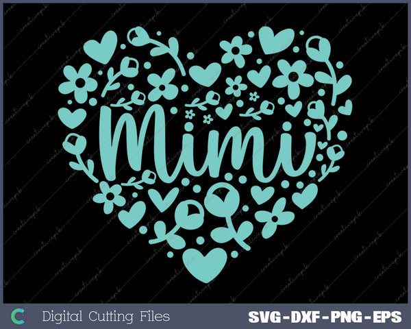 Mimi Floral Heart SVG PNG Cutting Printable Files