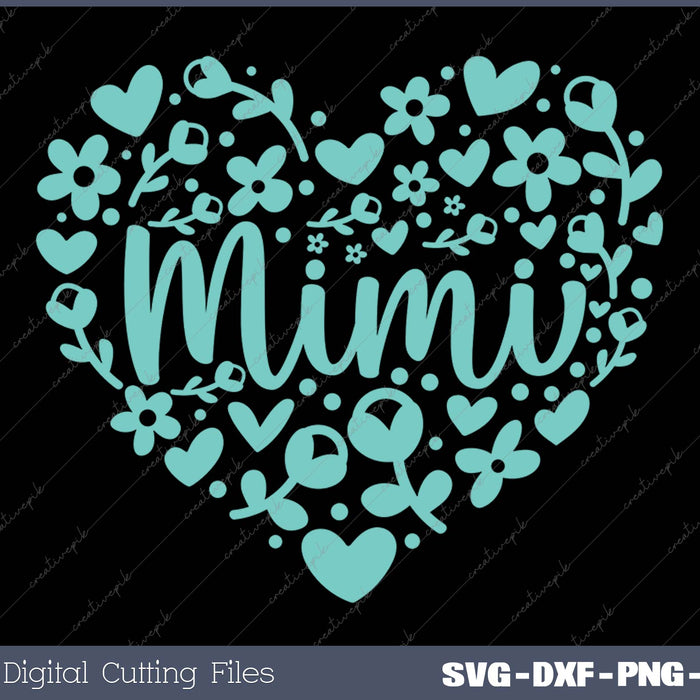 Mimi Floral Heart SVG PNG Cutting Printable Files