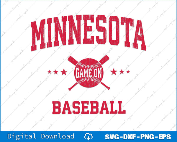 Minnesota Retro Vintage Baseball SVG PNG Cutting Printable Files