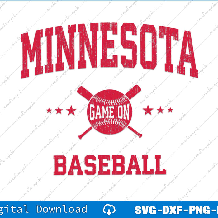 Minnesota Retro Vintage Baseball SVG PNG Cutting Printable Files